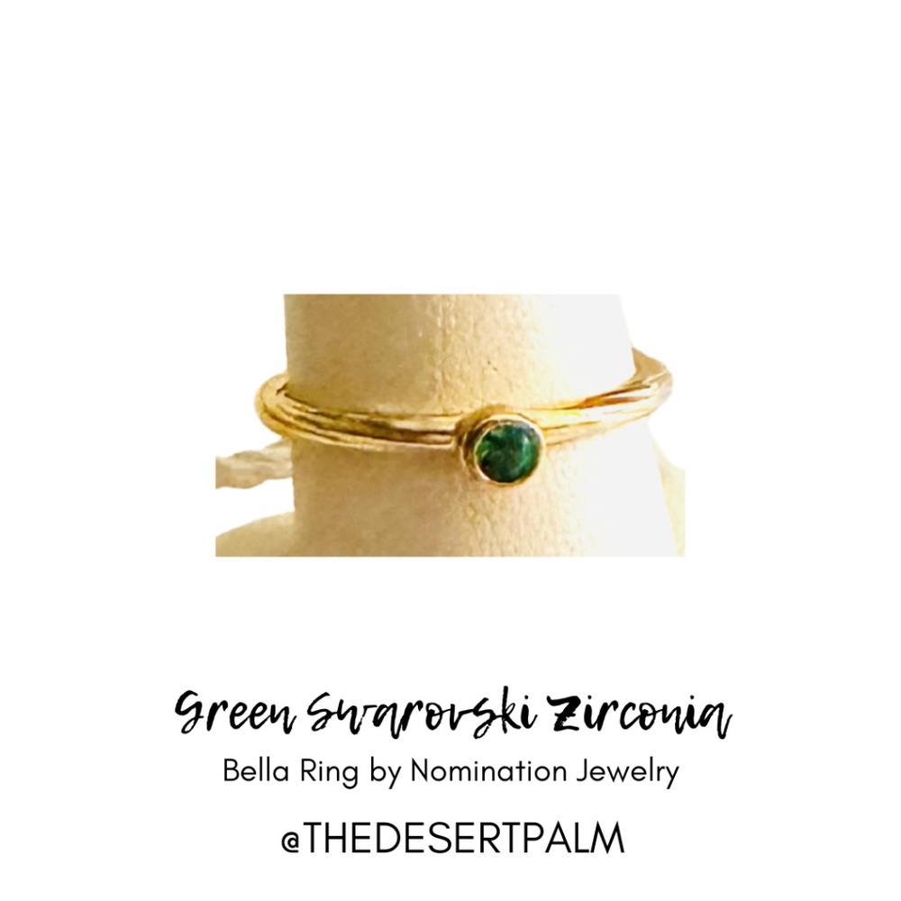 Nomination Bella Green Swarovski Zirconia Ring ✨ | 24kt Gold Overlay | Size 8.5